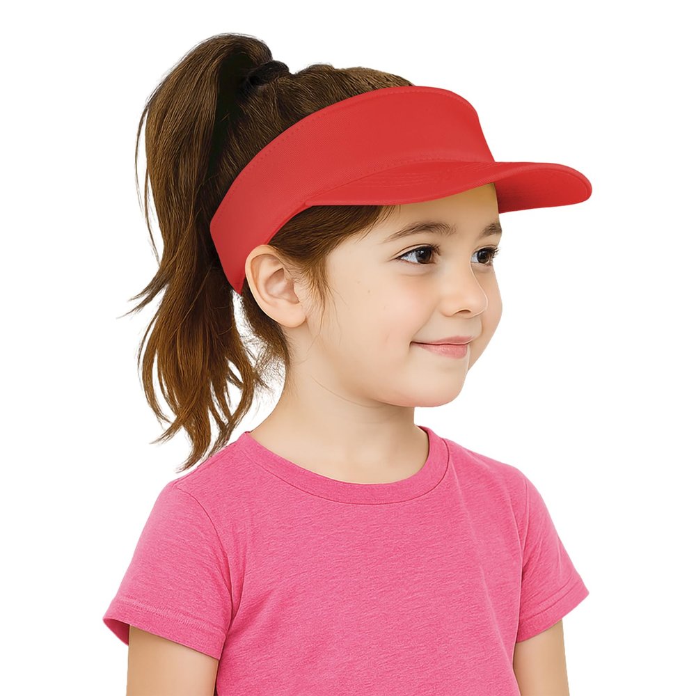 TopTie Kids Sun Visor Cap Cotton Protection Visors for Boys Girls Aged 2-10 Years Old-Red