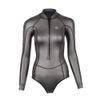 Womens Wetsuit 2mm Smooth-Skin Neoprene Wetsuit Dark Grey with Front Zipper Springs Bottom One-Piece Long Sleeve Swimsuits for Women Diving Surfing Snorkeling view 2