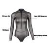 Womens Wetsuit 2mm Smooth-Skin Neoprene Wetsuit Dark Grey with Front Zipper Springs Bottom One-Piece Long Sleeve Swimsuits for Women Diving Surfing Snorkeling view 4