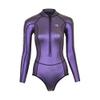 Womens Wetsuit 2mm Smooth-Skin Neoprene Wetsuit Purple with Front Zipper Springs Bottom One-Piece Long Sleeve Swimsuits for Women Diving Surfing Snorkeling view 2