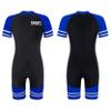 Huimingda Boys Swimsuits Back Zipper Closure Rash Guard Swimwear One Piece Sunsuits Black&Royal Blue 6 Years view 3