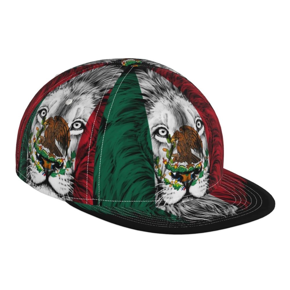DARLEKS Mexico Flag Lion Flat Bill Brim Baseball Cap Cool Hip Hop Trucker Hat Men Women Adjustable Baseball Caps
