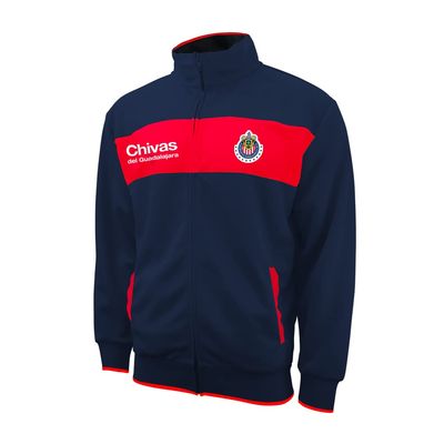 Icon Sports Soccer Track Jacket Official Mens World Football Club Team Casual Full Zip Up Active Adult Training Top (Chivas Centering/Navy, Medium)