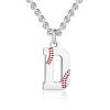 AIAINAGI Baseball Initial A-Z Letter Necklace - Men's Baseball Charm Pendant in Stainless Steel Silver Chain, 22inch Personalized Gift view 1