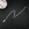 AIAINAGI Baseball Initial A-Z Letter Necklace - Men's Baseball Charm Pendant in Stainless Steel Silver Chain, 22inch Personalized Gift view 3
