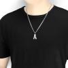 AIAINAGI Baseball Initial A-Z Letter Necklace - Men's Baseball Charm Pendant in Stainless Steel Silver Chain, 22inch Personalized Gift view 4