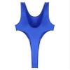 QinCiao Womens Shiny Glossy One-Piece Swimwear Bikini Swimsuit High Cut Leotard Thong Bodysuit Blue Large view 4