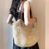 Straw Beach Bags for Women Summer Beach Tote Bag With Zipper Large Soft Woven Straw Shoulder Summer Vacation Purse view 2
