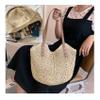 Straw Beach Bags for Women Summer Beach Tote Bag With Zipper Large Soft Woven Straw Shoulder Summer Vacation Purse view 3