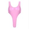 Fldy Womens Sexy Sleeveless High Cut Bodysuit Retro Oil Glossy Swimwear Monokini Leotard Sportswear Pink Large view 4