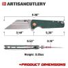 ARTISANCUTLERY Tactical Knife Proponent Folding Knife D2 Steel Blade with G10 Handle Fixed Blade EDC Knife for Hunting,Camping and Outdoor 1820P Green view 3