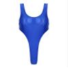 iiniim Women's Oil Glossy One Piece Swimsuit U Neck High Cut Swimwear Backless Bathing Suit Blue Large view 3