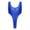 iiniim Women's Oil Glossy One Piece Swimsuit U Neck High Cut Swimwear Backless Bathing Suit Blue Large view 4