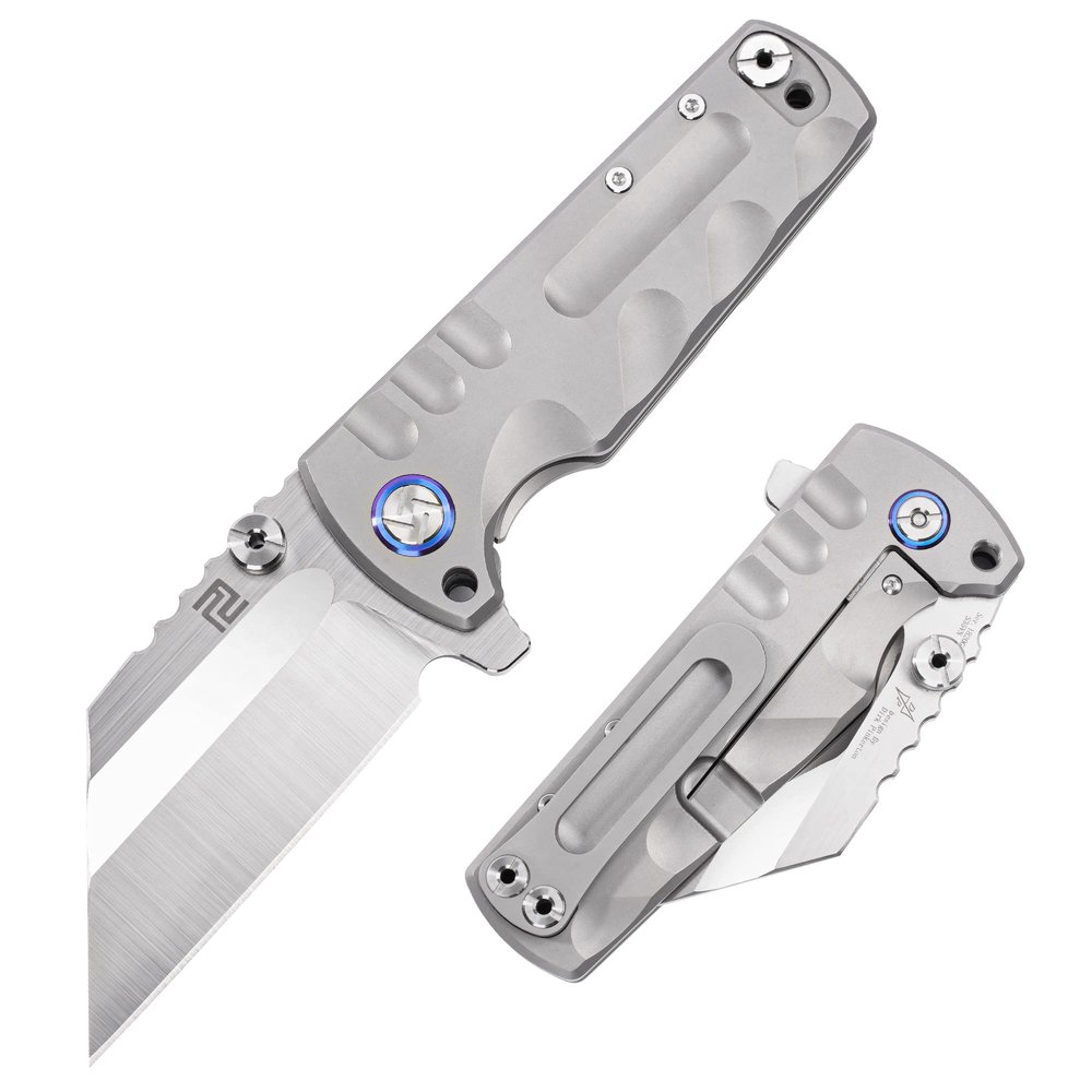 ARTISANCUTLERY Tactical Knife Proponent Folding Knife S35VN Steel Blade with Aviation Grade Titanium Alloy Handle Fixed Blade EDC Knife for Hunting,Camping and Outdoor 1820G Silver