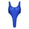 Fldy Womens Sexy Sleeveless High Cut Bodysuit Retro Oil Glossy Swimwear Monokini Leotard Sportswear Blue Large view 3