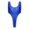 Fldy Womens Sexy Sleeveless High Cut Bodysuit Retro Oil Glossy Swimwear Monokini Leotard Sportswear Blue Large view 4