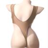 iiniim Women's Oil Glossy One Piece Swimsuit U Neck High Cut Swimwear Backless Bathing Suit Coffee Large view 4