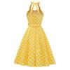 Women's Vintage Polka Audrey Dress 1950s Halter Retro Cocktail Prom Dress Rockabilly Wedding Bridesmaid Hepburn 50's 60's Party Summer Beach Photo Shoot Maxi Ball Gown Yellow-Dots L view 3
