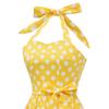 Women's Vintage Polka Audrey Dress 1950s Halter Retro Cocktail Prom Dress Rockabilly Wedding Bridesmaid Hepburn 50's 60's Party Summer Beach Photo Shoot Maxi Ball Gown Yellow-Dots L view 4