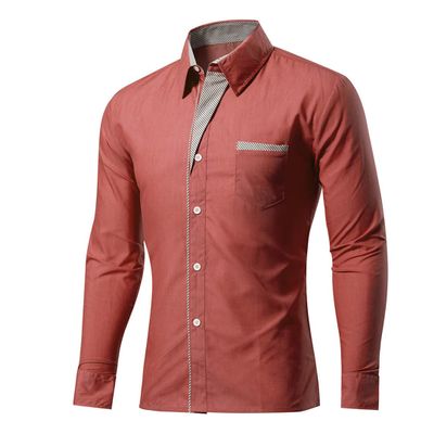 Business Casual Work Blouse for Men Long Sleeves Slim Fit Casual Mens Dress Shirts with Pockets 4 L