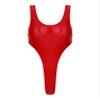 Fldy Womens Sexy Sleeveless High Cut Bodysuit Retro Oil Glossy Swimwear Monokini Leotard Sportswear Red Medium view 4
