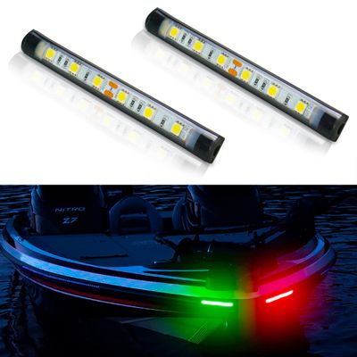 Boaton Boat Navigation Lights, Super Bright Bow Lights For Night Fishing, No Drilling Adhesive Install For Pontoon Kayak Canoe Bass Jon Jetski