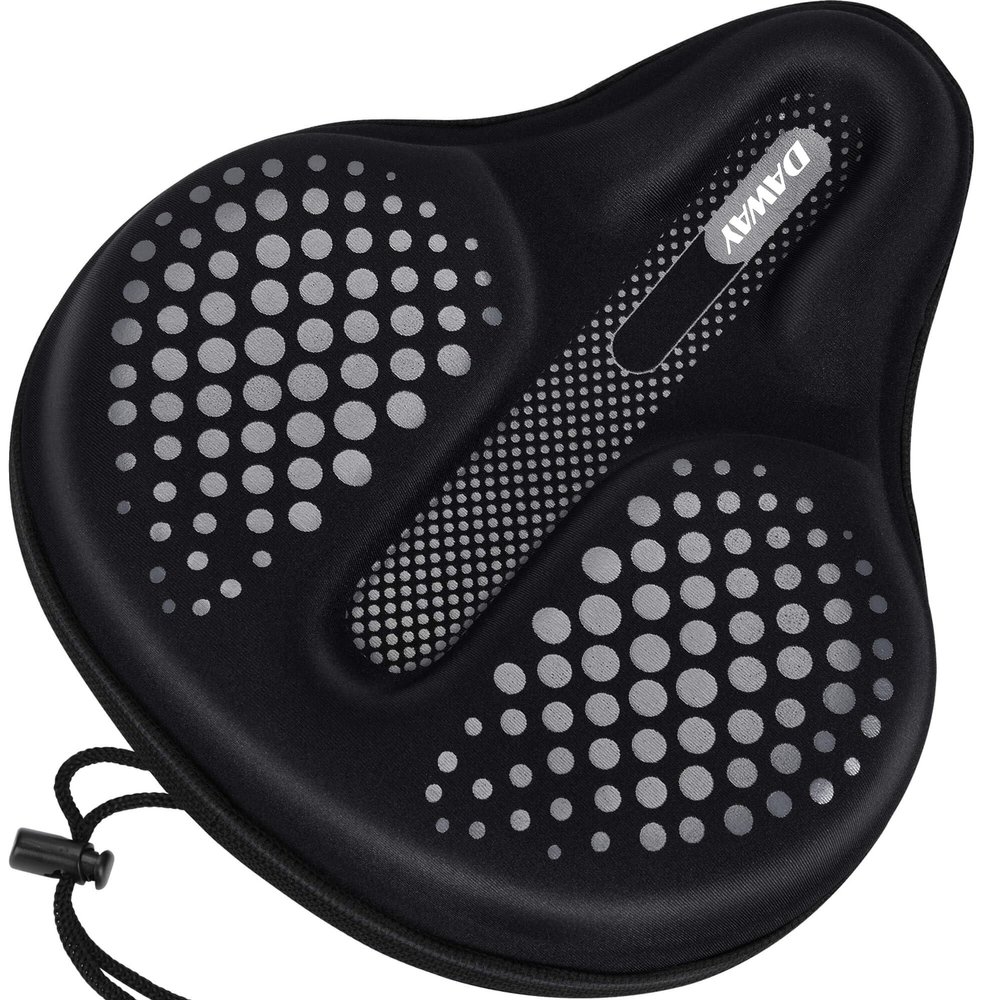 DAWAY C6F Comfortable Bike Seat Cover - Large Wide Gel & Foam Padded Bike Seat Cushion for Women Men, Comfort, for Peloton, Stationary Exercise, Mountain and Cruiser Bicycle Saddles, Soft