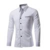 Business Casual Work Blouse for Men Long Sleeves Slim Fit Casual Mens Dress Shirts with Pockets 8 S view 1