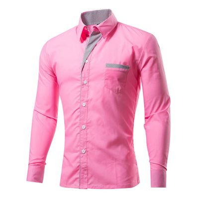 Business Casual Work Blouse for Men Long Sleeves Slim Fit Casual Mens Dress Shirts with Pockets 5 XL