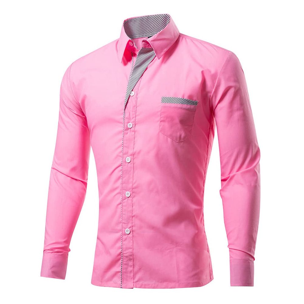 Business Casual Work Blouse for Men Long Sleeves Slim Fit Casual Mens Dress Shirts with Pockets 5 XL