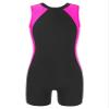 Fldy Kids Girls Boys Athletic One Piece Swimsuit Competition Sports Bathing Suit Swimming Costumes Rash Guard Set Rose Pink 4 Years view 1