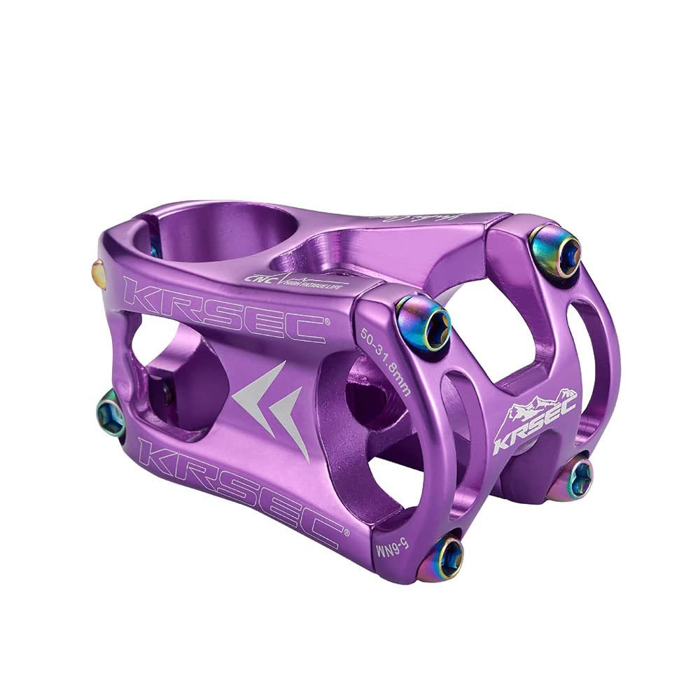 BBxunsless Mountain Bike Handlebar Stems CNC Short Handle Tate Mountain Bike 31.8 * 50MM Riser Stand Tube Handlebar Stemfor Aluminum Alloy Stem for Road Bike, MTB,Cross-Country Bike (Purple)