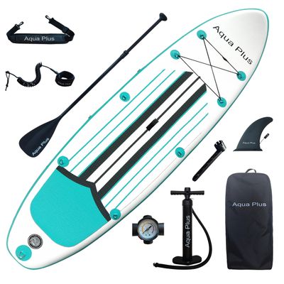 Aqua Plus 6inches Thick Inflatable SUP for All Skill Levels Stand Up Paddle Board,Paddle,Pump,ISUP Travel Backpack, Leash,Shoulder Strap,Youth,Adult Inflatable Paddle Board