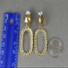 Gold Clip On Earrings Rectangle Pendant Clips Earrings Lightweight Hammered for Women view 2