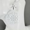 White Round Earrings Cut Out Filigree Lace Scroll Circle 2.5" Long Verylight for Women view 2