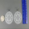 White Round Earrings Cut Out Filigree Lace Scroll Circle 2.5" Long Verylight for Women view 3