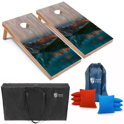 Tailgating Pros Cornhole Board Set w/Bean Bags and Carrying Case - 4'x2' Corn Hole Bag Toss - Tournament and Lightweight Options - Optional LED Lights