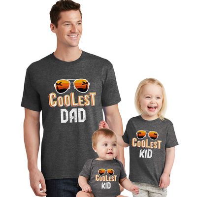Coolest Dad Shirt Funny Best Dad Ever Cool Fathers Day Tees Dad and Me Outfit Dark Grey Heather