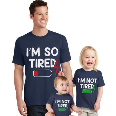 I'm So Tired I'm Not Tired Shirts Matching Daddy and Me Tees Fathers Day Outfits Navy