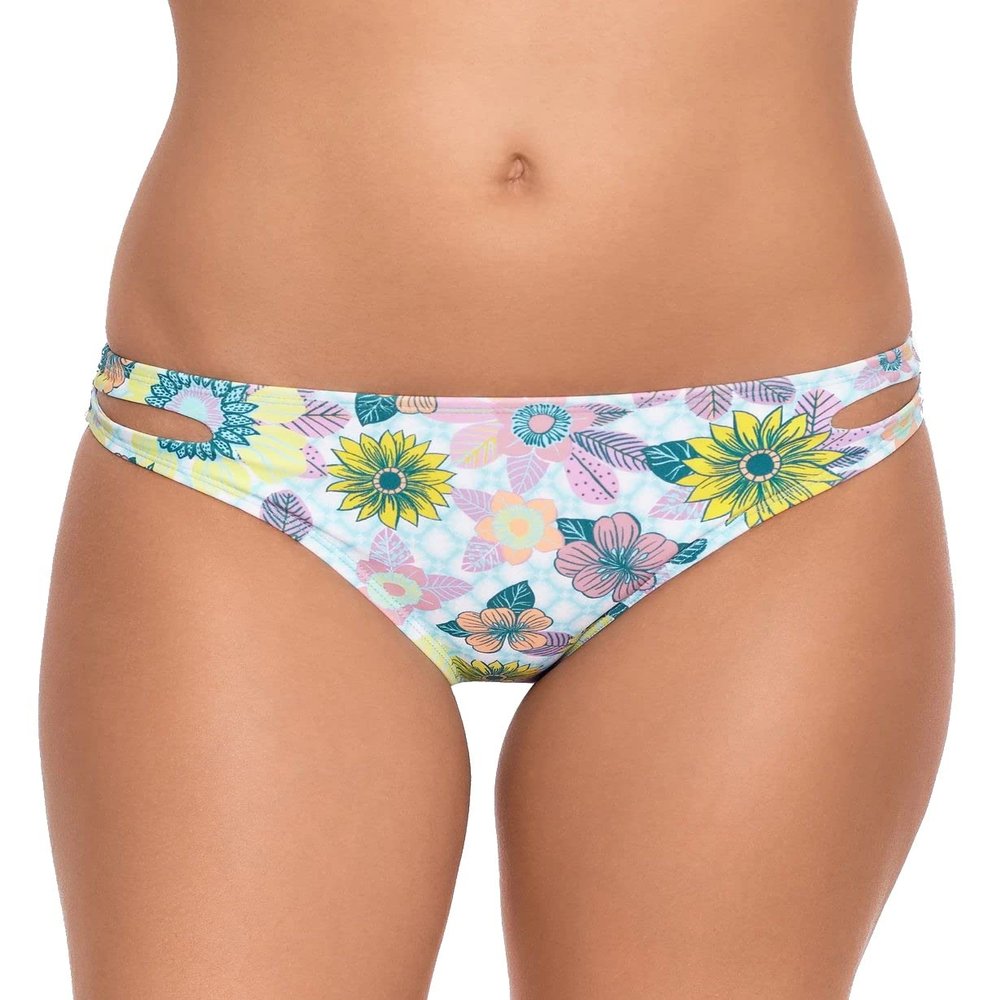 Salt + Cove Womens Floral Cut-Out Swim Bottom Separates Blue M