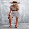 Women's Floral Polka Dots Print Short Sleeve V Neck Mini Dress Tiered Swing Flowy A Line Dress Summer Beach Short Dress (White, XL) view 4
