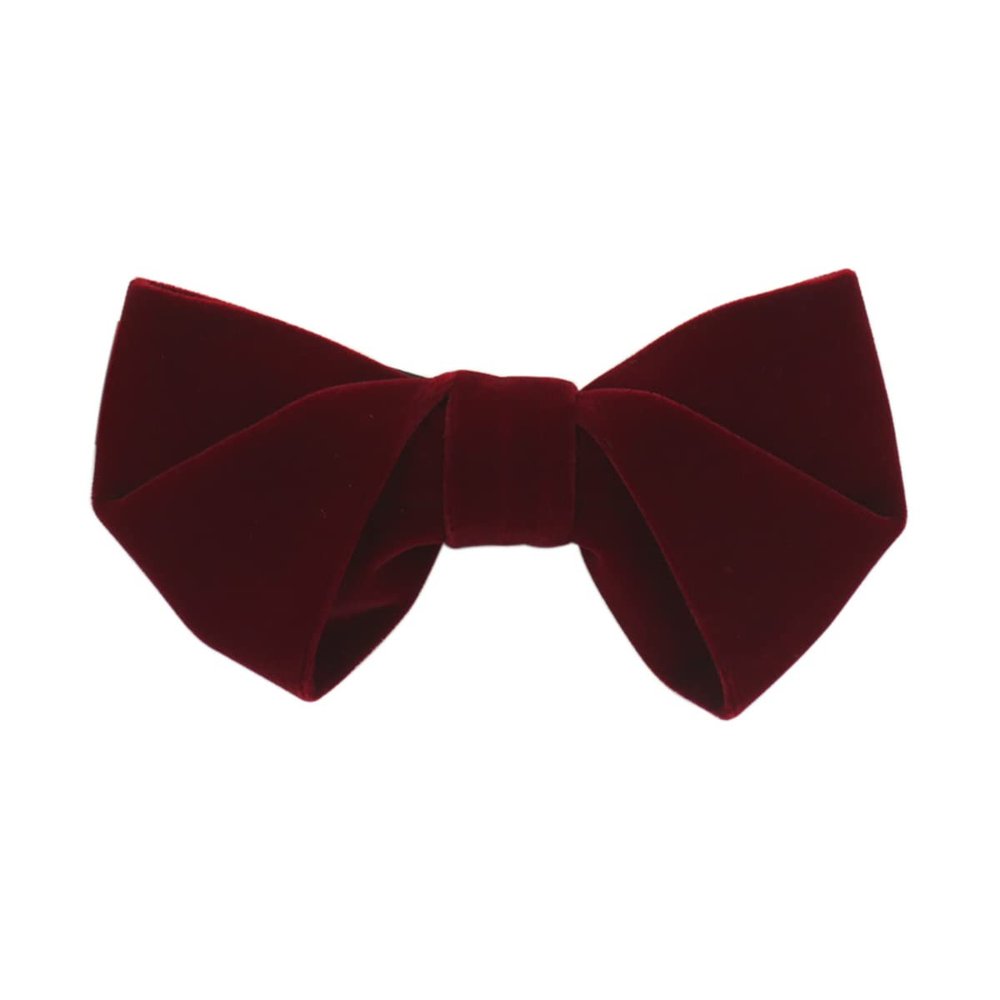 Men's Velvet Tuxedo Pre-Tied Bow Tie Solid Color Adjustable Bow Tie for Wedding (Burgundy)