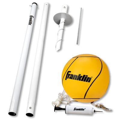 Franklin Sports Tetherball Set - Full Tetherball Game Set with 8' Pole, Rope + Ball Included - Portable Steel Backyard + Beach Kit with Carry Bag - Pro