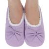 Snoozies Mini Gingham Ballerina Slippers for Women Indoor, Soft Sherpa-Lined Slipper Socks Non-Skid (Lilac, Medium) view 2