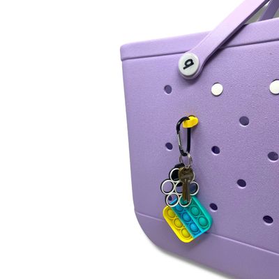 BAGLETS Carabiner & Plug Keys Holder Charm Accessory Compatible with Rubber Tote Bags Secure Keys or Other Valuable Made in USA (Yellow)