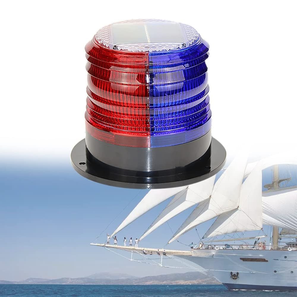 DYK&NX LED Anchor Light of Marine Boat Yacht Navigation with Solar Charging, PC Material, Waterproof and Dustproof for Boat Lights Bow and Stern (Color : Red blue)