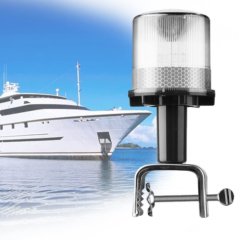DYK&NX LED Navigation Signal Light Marine, Yacht Accessory Tools with Solar Light Source, IP65 Waterproof Design, Easy to Install for Rod Within 6cm (Color : Tricolor)
