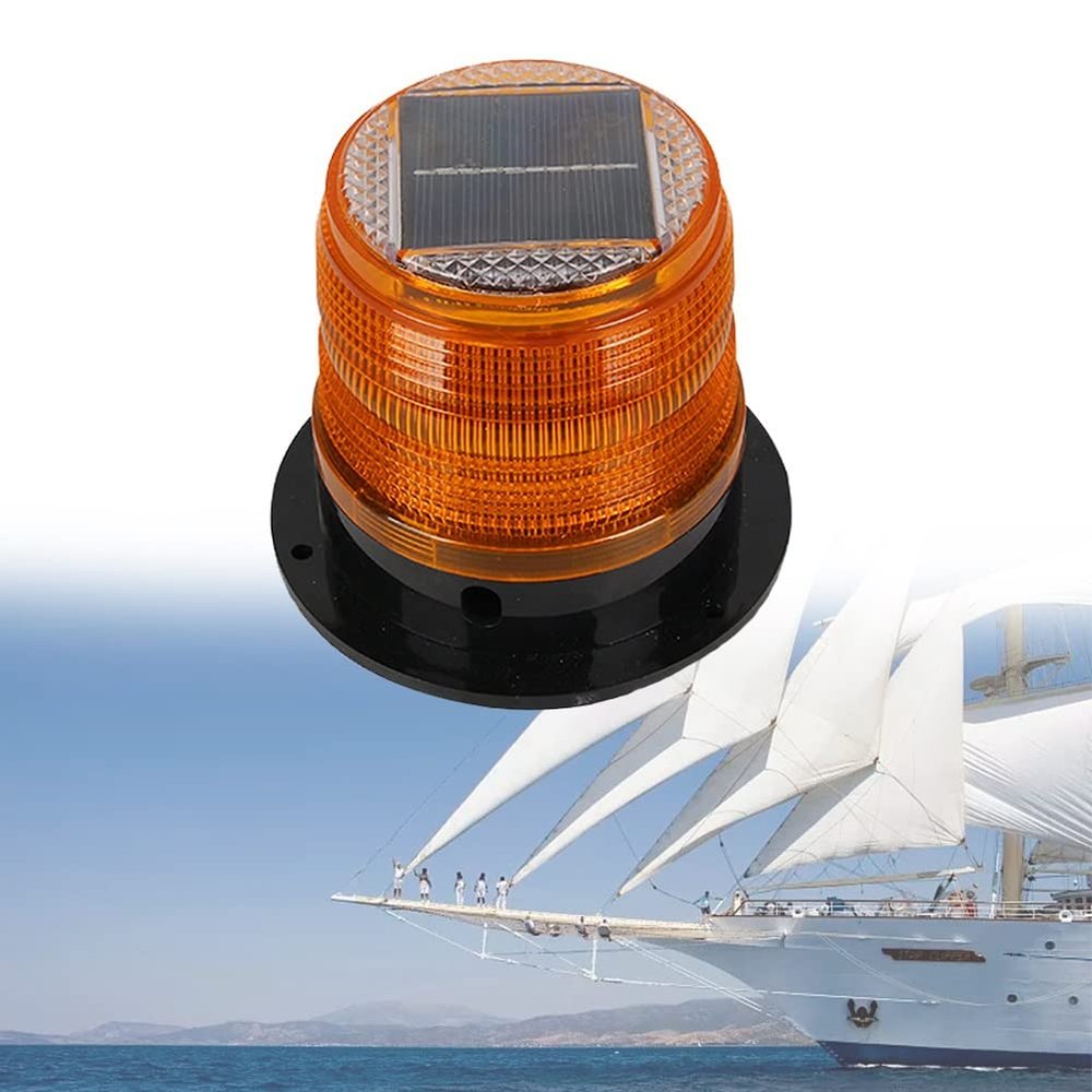DYK&NX LED Anchor Light of Marine Boat Yacht Navigation with Solar Charging, PC Material, Waterproof and Dustproof for Boat Lights Bow and Stern (Color : Yellow)