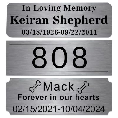 Custom Engraved Brushed Stainless Steel Name Plate, Memorial Plaque for Pet Urn Box,Trophy Award,Shadow Box, Picture Frame Label,Military Flag Display Case, with Adhesive Backing or Screws,0.75x3"