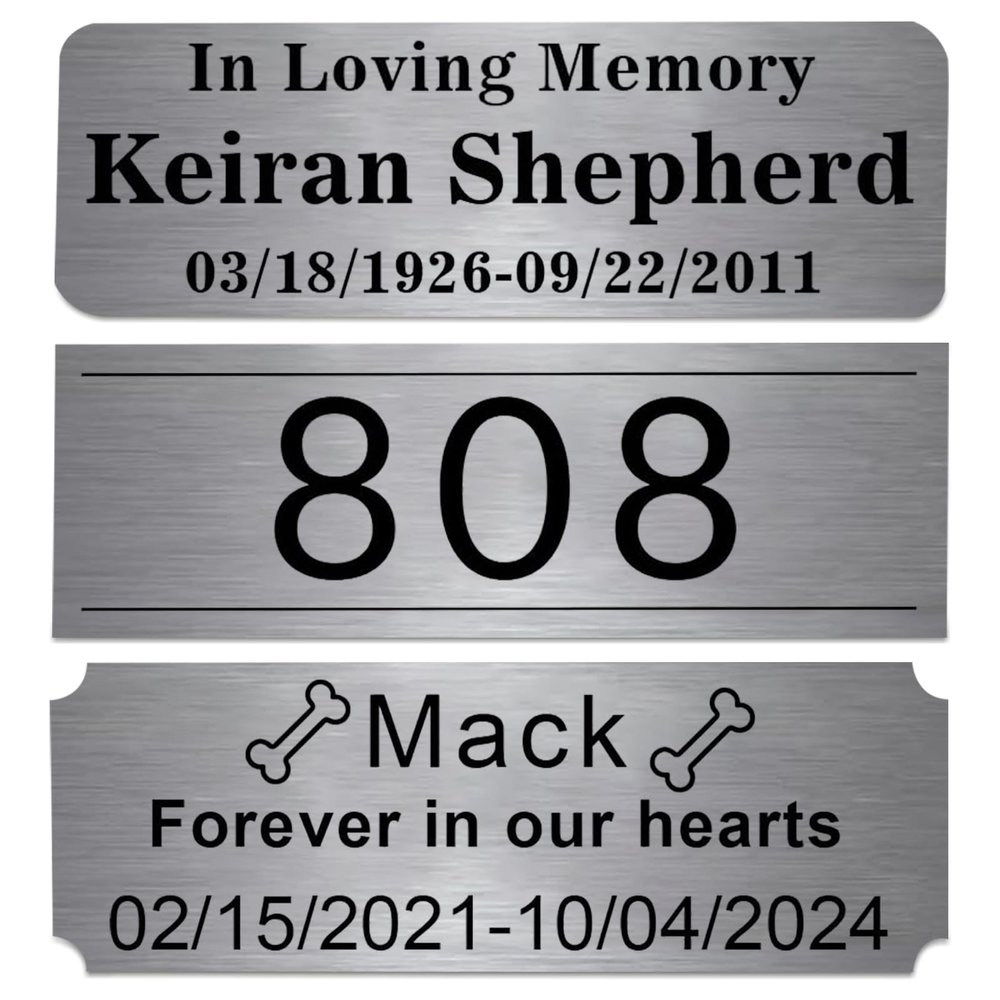 Custom Engraved Brushed Stainless Steel Name Plate, Memorial Plaque for Pet Urn Box,Trophy Award,Shadow Box, Picture Frame Label,Military Flag Display Case, with Adhesive Backing or Screws,0.75x3"